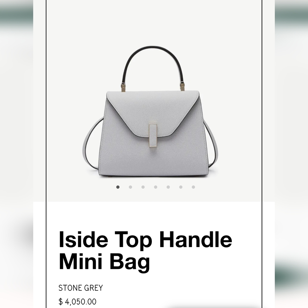 Valextra Iside Top Handle Mini Bag STONE Grey retail $4,050.00